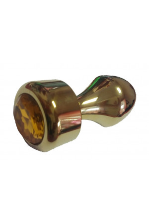 Анальная втулка с кристаллом Gold Butt Plug Orange 7,8 см Д710054