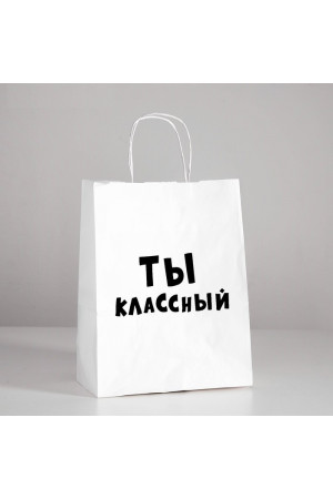 Пакет подарочный "Ты классный" 24х10х30 см 4773950