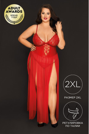 Комбинация и стринги Candy Girl Tabitha красные 2XL 840090-RED-2XL