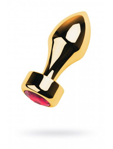 Анальная втулка с кристаллом gold butt plug красная 9,5 см