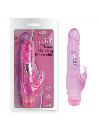 Вибратор crystal dildo climbing rabbit vibe розовый 21,5 см