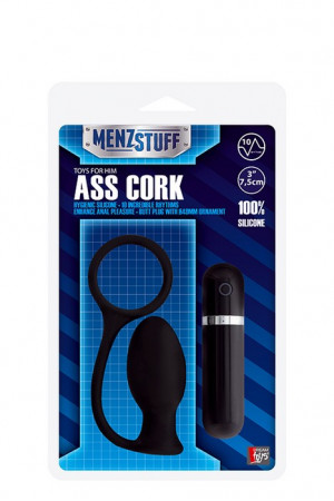 Вибровтулка анальная черная Menzstuff Ass Corn Small Black 7,5 см  20909