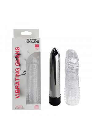 Мини-вибратор vibrating glans с насадкой прозрачный 15,5 см