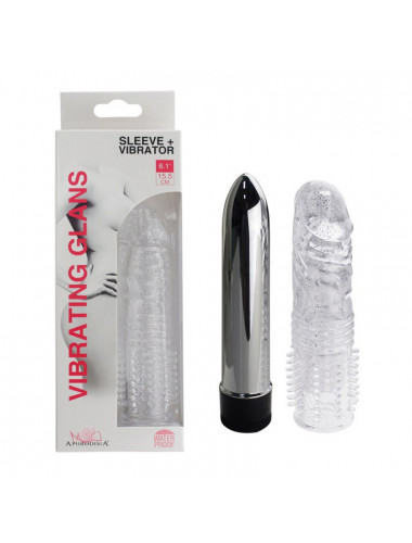 Мини-вибратор vibrating glans с насадкой прозрачный 15,5 см