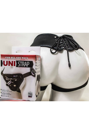 Трусики для страпона uni-strap черные со шнуровкой