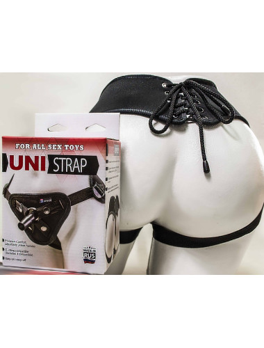 Трусики для страпона uni-strap черные со шнуровкой