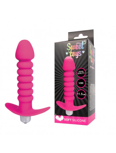 Анальная втулка с вибрацией sweet toys розовая 11,5 см