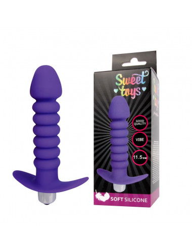 Анальная втулка с вибрацией sweet toys фиолетовая 11,5 см