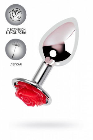 Анальная втулка Small с красной розочкой 8 см 717009-9